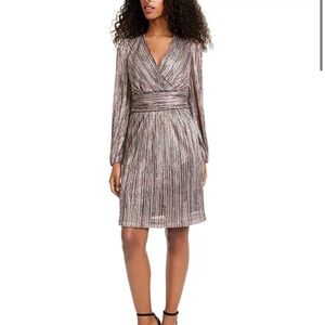 Julia Jordan Multicolor Metallic Stripe Long Sleeve Dress